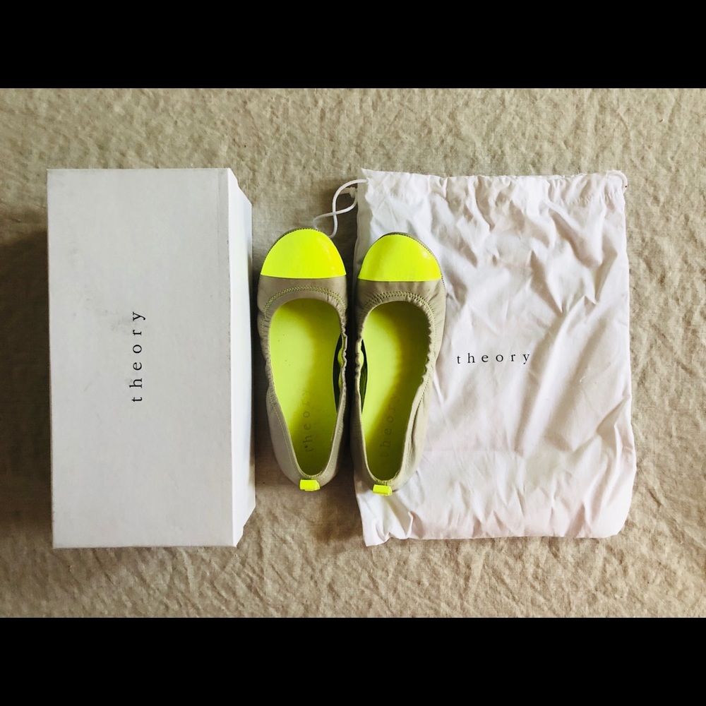 Theory Neon Leather Flats, 36.5